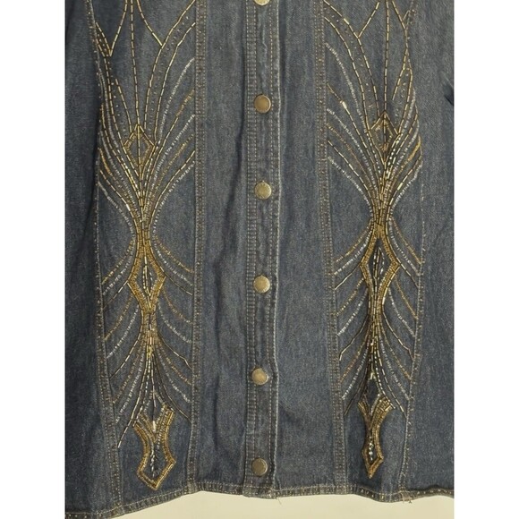 Women’s Liz & Me Signature 1X (16-18) Bead Embroidered Denim Blazer Jacket - Picture 2 of 7